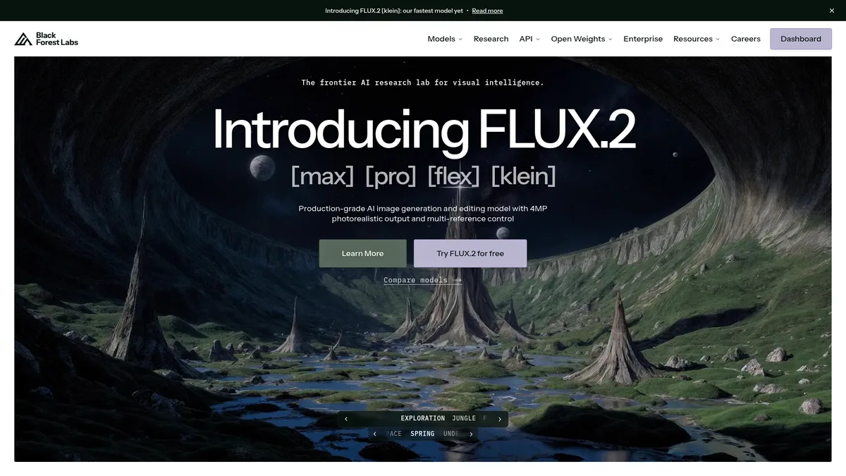 Flux von Black Forest Labs Produktseite