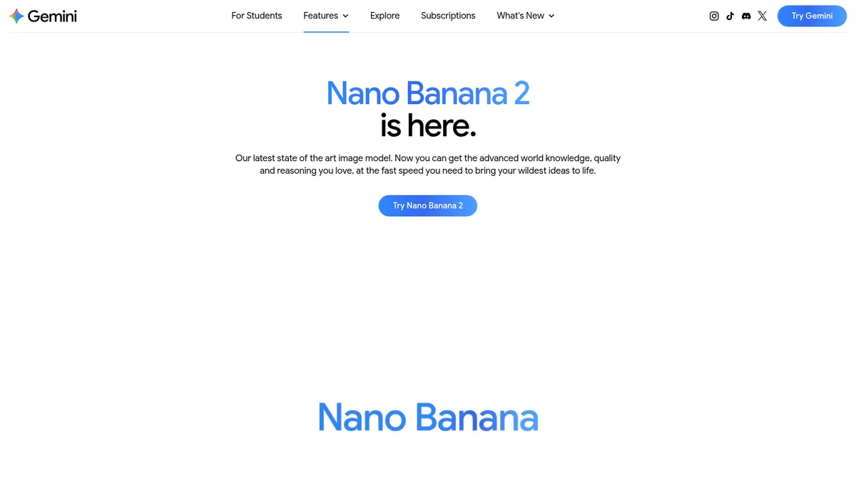 Nano Banana Pro Produktseite (Google Gemini)