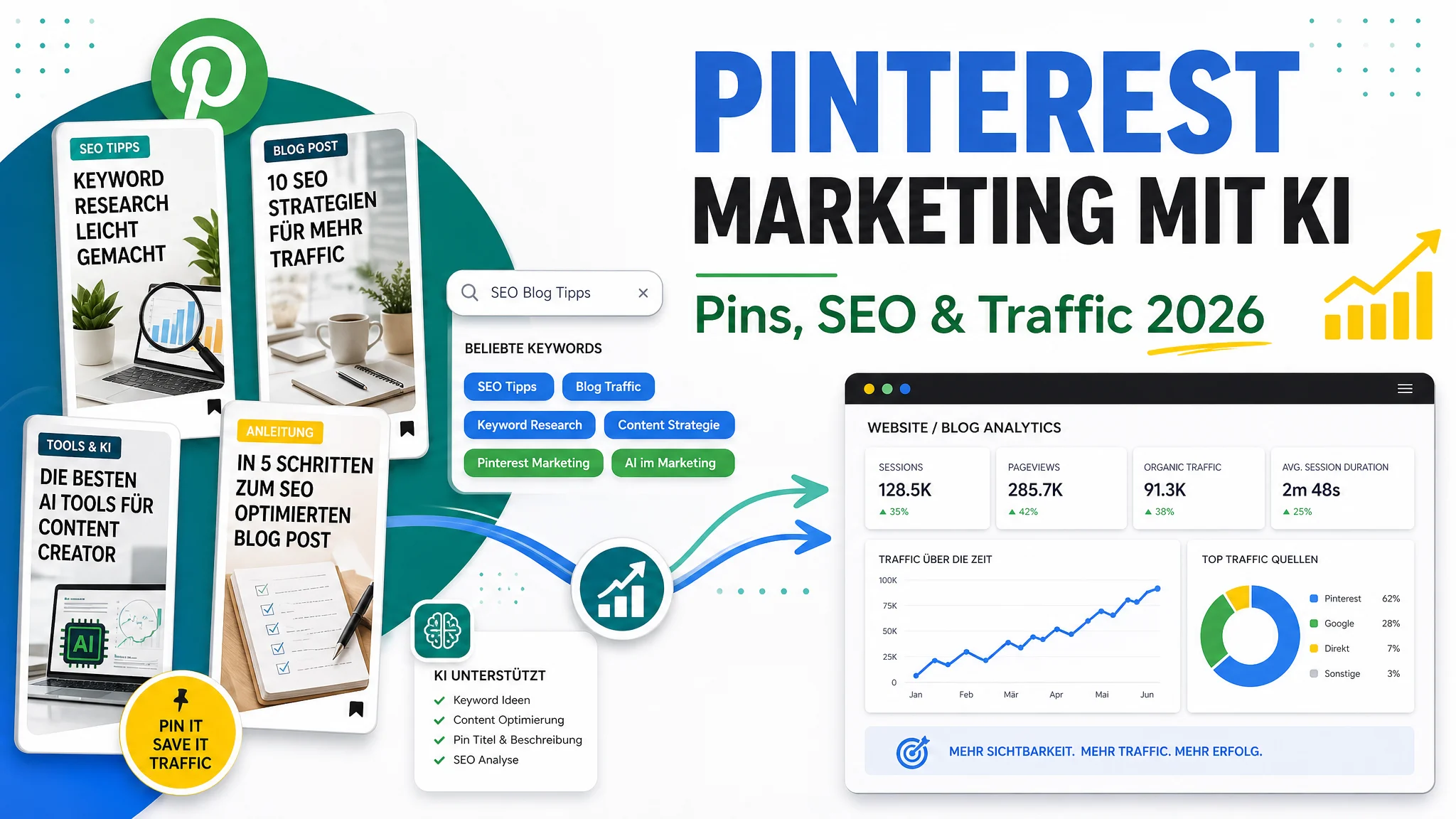 Pinterest Marketing mit KI - Pins, SEO und Traffic 2026