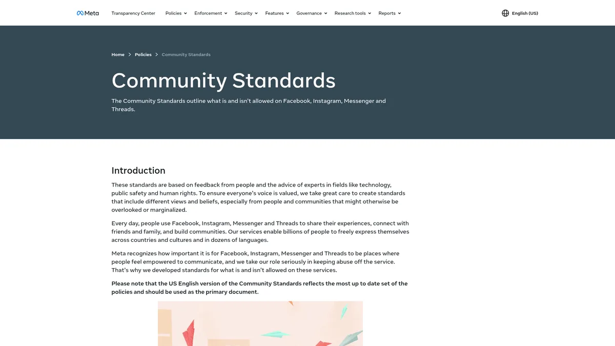 Metas Community Standards regeln, welche Inhalte und Links auf Instagram erlaubt sind.