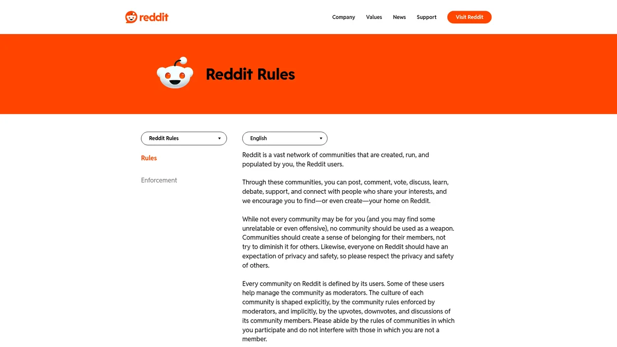 Reddits Content Policy legt fest, was in welchen Subreddits erlaubt ist.