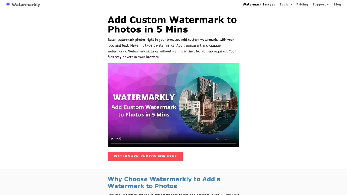 Watermarkly – Wasserzeichen direkt im Browser hinzufügen.